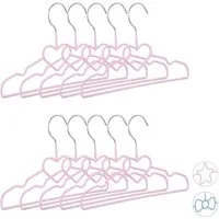 relaxdays Kleiderbügel 40 x Kinderkleiderbügel Herz rosa