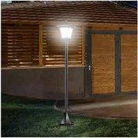 Outsunny Außen-Stehlampe Wegleuchte mit LED 40 Lumen, Solarbetrieben, Lichtsensor, LED, Weiß, Schwarz 18 x 18 x 160cm