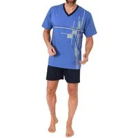 Normann Pyjama Normann Herren Schlafanzug kurzarm Shorty mit stilvollen Frontprint