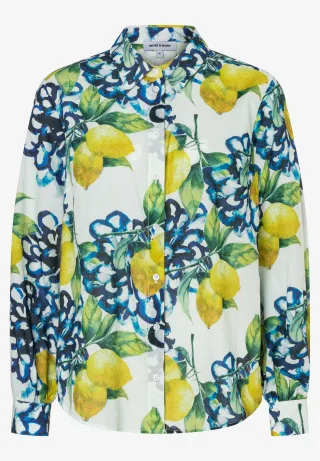 MORE & MORE - Bluse mit Zitronen-Print weiß - Gr. - 40