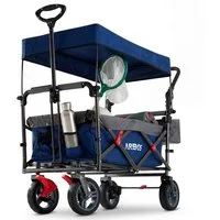 Arebos Bollerwagen mit Dach Premium, Handwagen Transportkarre 100 kg tragekraft, Vorder- und Hinter-Bremse
