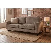 Home affaire 3-Sitzer Pinto, 206 cm, Cord, Chenille, Lederoptik, mit Keder, schwarze Metallfüße, Wellenunterfederung