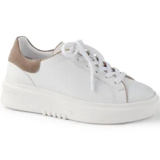 Plateau-Sneakers aus Leder, Damen,  Weiß, Leder, by Lands' End