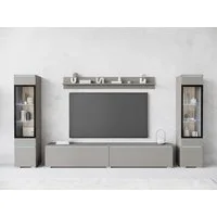 Home affaire Wohnwand VERA II, Vitrinen Türanschlag wechselbar, (Komplett-Set, 4-St), Mediawand 260 cm, Vitrine mit Verglasung, stehend und hängend