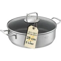 SILBERTHAL Servierpfanne Schmorpfanne Beschichtet mit Deckel 28cm, Edelstahl