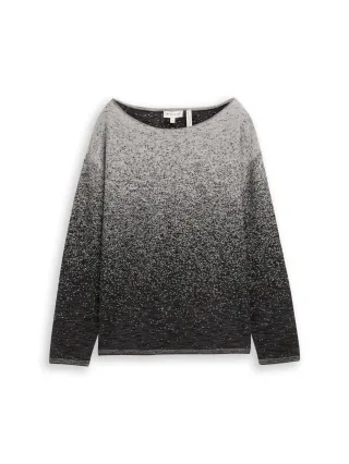 Tom Tailor - Loose Fit Strickpullover mit Farbverlauf black grey degrade design - Gr. - XXXL