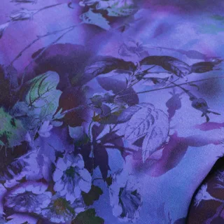 Cupro-Blusenstoff "Blumen", blau-color
