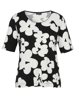 VIA APPIA DUE - T-Shirt Rundhals 1/2 Arm Druck schwarz/ecru - Gr. - 46