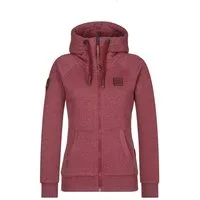 naketano Sweatjacke Damen mit Kapuze, Kängurutasche, tailliert, melierte Sweatware, Raglan Kordelzug, Rippbündchen, Kunstleder-Logo, casual, Streetwear, Langarm