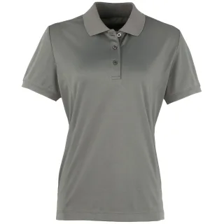 Premier Damen Coolchecker Piqué Polo-Shirt / Polohemd, Kurzarm (Dunkelgrau)