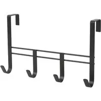 BURI Handtuchhalter Metall Türgarderobe mit 4 Haken Garderobenleiste Kleiderhaken Türhaken