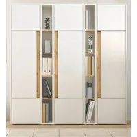 Furn.Design Aktenschrank Center (Büroschrank in weiß mit Wotan Eiche, 190 x 200 cm) 25 Fächer
