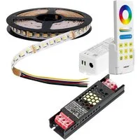 V-TAC LED Stripe 5-10 Meter RGB-CCT LED Streifen 6 Polig 24 Volt 60 LEDs pro Meter, MAX 140w, 14000 Lumen, RGB-CCT, 10m x 12mm, IP20, Trafo & Steuergerät