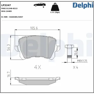 Delphi Bremsbel?ge hinten Audi Seat VW LP3247