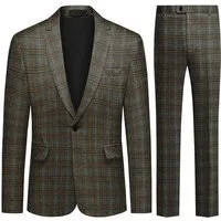 Allthemen Anzug (2 tlg) Slim Fit Herrenanzug im Farbeblock-Karomuster