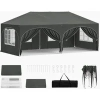 Woltu Pavillon, mit 2 Seitenteilen, 3x6 m, mit 6 Seitenwänden, höhenverstellbar,mit Tragetasche