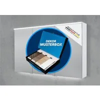Intarbad Badezimmerspiegelschrank 1 x Musterbox mit 6 Dekorvarianten für Intarbad Spiegelschränke (6 Musterdekore, Weiß Matt / Hochglanz, Kaschmir Matt, Anthrazit, Eiche Natur / Tabak)