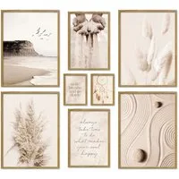 ARTFAVES Bilder-Collage Poster Set Beige Dreams I mehrteilige Bilderwand I Wandbilder Strand, (Wandbilder modern, 8 St)