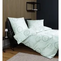 Janine Bettwäsche Mako-Satin Bettwäsche 155x220 J. D. mint salbei, Mako-Satin, 2 teilig, 1x Bettbezug + 1 Kissenbezug grün 100 % Baumwolle