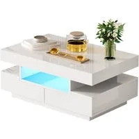 Merax Couchtisch (1-St), hochglanz mit 4 Schubladen inkl. LED, Beistelltisch, Wohnzimmertisch