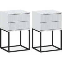 KONSIMO® Nachttisch RECTUS Nachtschrank, Modern, hergestellt in der EU, mit 2 Schubladen (2-St), Beistelltisch, geriffelte Schubladenfront, Push-to-Open