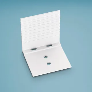 Abschluss- und Haltewinkel Alu weiß 60 mm breit 56 mm lang für Plattenstärke 16 - 25 mm