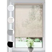 Sonello Jalousie Klemmfix ohne u. mit Bohren 30cm x 100cm Creme Aluminium Jalousette, Klemmfix, Inkl. Halterung für Decken- u. Wandmontage Alu Jalousie Fenster u. Tür, Blickdicht freihängend
