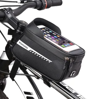 RZAHUAHU Bicycle Bag Frame Front Tube Cycling Bike Phone Mount Bag Waterproof Phone Case Holder 6.5 Inches Touchscreen B