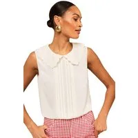 Love & Roses Blusentop Love & Roses ärmellose Bluse mit Kragen (1-tlg)
