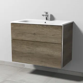 Sanipa 3way Waschtischunterbau zu Geberit Renova Plan Slim Waschtisch mit 2 Auszügen, Eiche-Nebraska BR68737