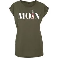 Youth Designz Print-Shirt "Moin mit Leuchtturm" Damen T-Shirt Statement Geschenk Frauen Motiv mit stylischen und schlichten Aufdruck für Frauen