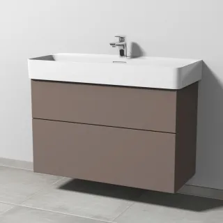 Sanipa 3way Waschtischunterbau zu Laufen VAL Waschtisch mit 2 Auszügen, Taupe-Matt SP8241T