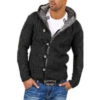behype Strickjacke CR-7013 mit kuscheliger Kapuze