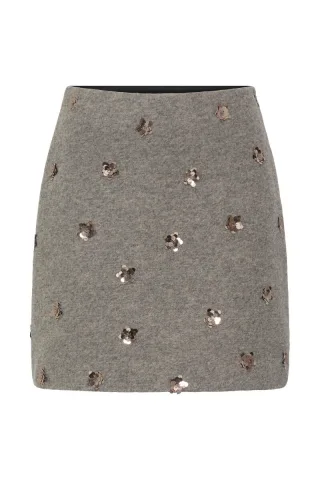 ICHI - Minirock mit Pailletten - Ihwolca beige - Gr. - 36