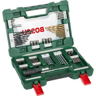 Bosch V-Line TiN-Bohrer- und Bit-Set, 91-teilig, Ratschen-Schraubendreher, Magnetstab - 2607017195