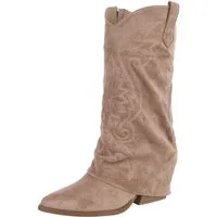 Ital-Design Damen Westernstiefel kniehoch mit Blockabsatz Westernstiefel (92299862) Blockabsatz Stiefel in Hellbraun