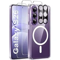 SmartUP Smartphone-Hülle für Samsung Galaxy S26 MagSafe Schutzglas Panzerfolie Display Kamera 6,3 Zoll, 5in1 Set - MagSafe kompatibel