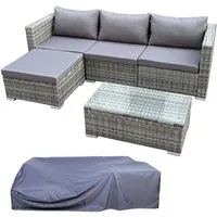 SVITA Loungeset QUEENS, (Set, 6-tlg., Garten-Lounge), modular stellbar, breite Armlehnen, Set mit Abdeckhaube, Grau