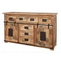 Massivmoebel24 Sideboard RAILWAY (Massivholz), Mango 150x45x90 natur lackiert RAILWAY #119