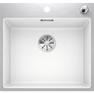 Blanco SUBLINE 500-IF/ASteelFrame Spüle 524112 54,3 x 51 cm, PuraDur weiß, Einbau von oben, mit Zugknopffernbedienung