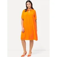 Ulla Popken Minikleid Kleid Rüschen A-Linie Tunika-Ausschnitt Halbarm