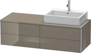 Duravit XSquare Konsolenwaschtischunterbau wandhängend Flanell Grau Hochglanz 1400x548x400 mm - XS49 XS4913R8989