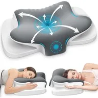 Kityhome Nackenstützkissen Nackenstützkissen, Memory Foam Kissen für Seiten- & Rückenschläfer, Füllung: Premium Memory Foam, für Seitenschläfer, Rückenschläfer & Bauchschläfer, Einfache Reinigung, Universelle Eignung, Universelle Eignung für alle Sch