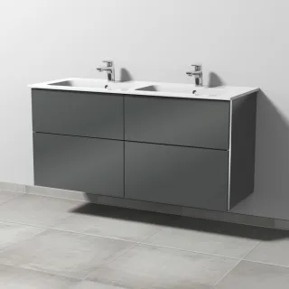 Sanipa 3way Waschtischunterbau zu Duravit ME by Starck Waschtisch mit 4 Auszügen, Anthrazit-Glanz BS72879