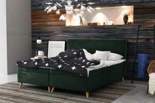 Boxspringbett Schlafzimmerbett Sileno 160x220cm in Stoff Riviera Grün