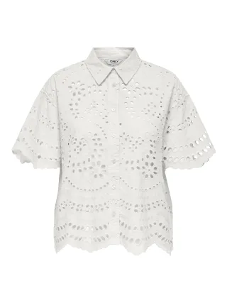 ONLY - ONLNEW LALISA SS BOXY SHIRT WVN FR Snow White - Gr. - S