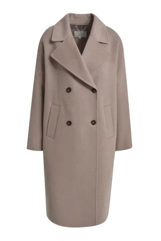 Milano Italy - double breasted wool coat lapel collar welt pockets 1/1 sleeve mink - Gr. - 38