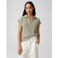 OPUS Poloshirt Somona aus Jersey mit Crochet Optik Lochstrickmuster, leichte Transparenz, weicher Griff, Casual