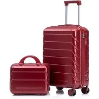 LVHOM Trolleyset 2/4 Set., ABS Hartschalen 14"/19"/24"/28", leise Rädern für jede Tour, (2 tlg., Kosmetikorganizer mit Tragegriff, Sicherungsschlinge), Geschäftstrip, Familienurlaub, längere Erkundungen, Flughafentransfers