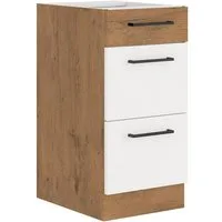Küchen-Preisbombe Unterschrank 40 cm Küche Vigo Hochglanz weiß Eiche Lancelot Küchenzeile Küchenblock